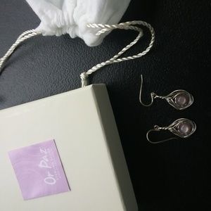 Or Paz Sterling Moonstone Textured Dangle Earrings
